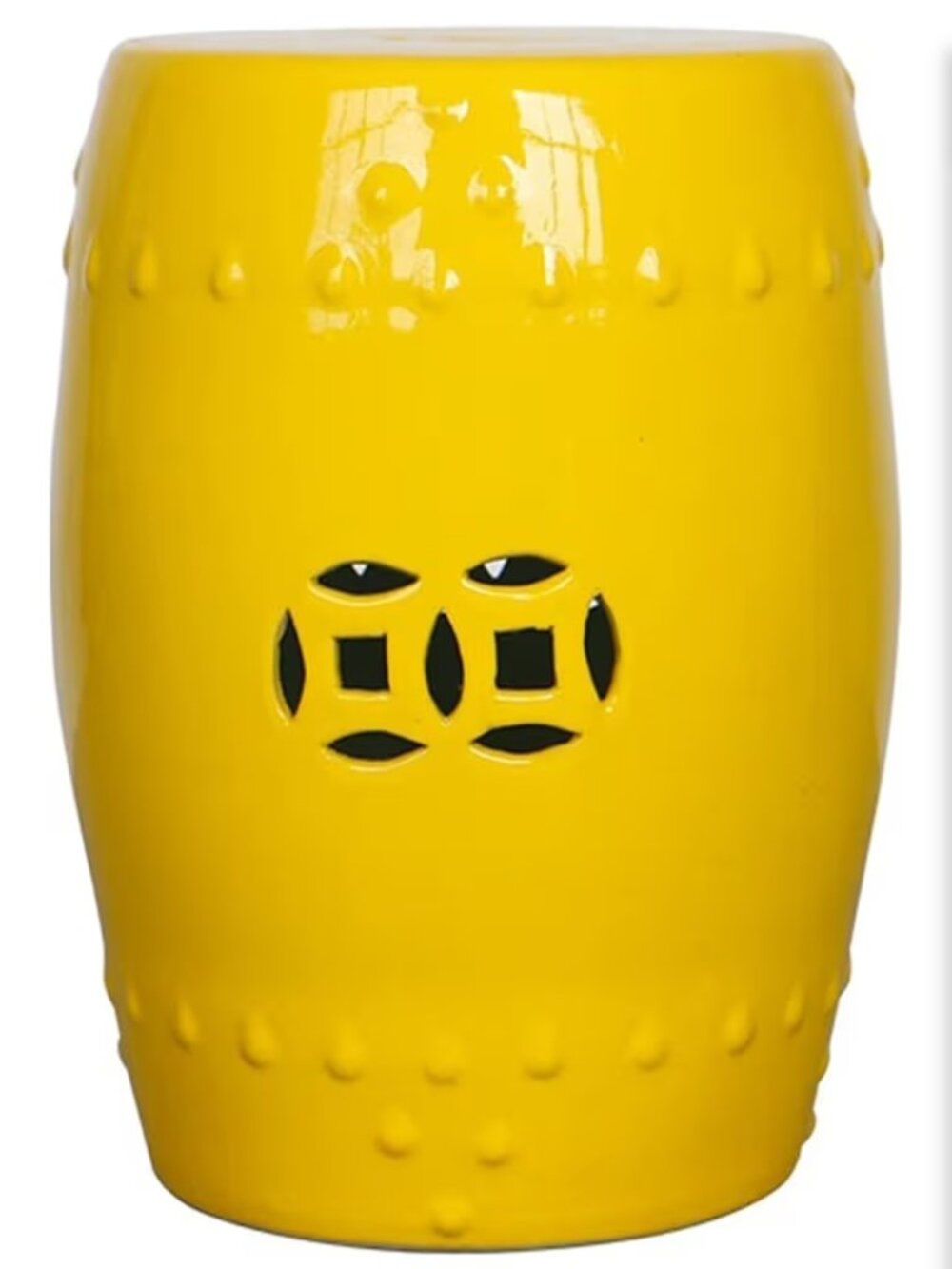 Yellow ceramic garden stool